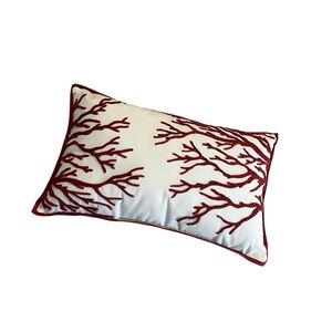 Pottery Barn 26” X 16” Coral Pattern Embroidered Pillow